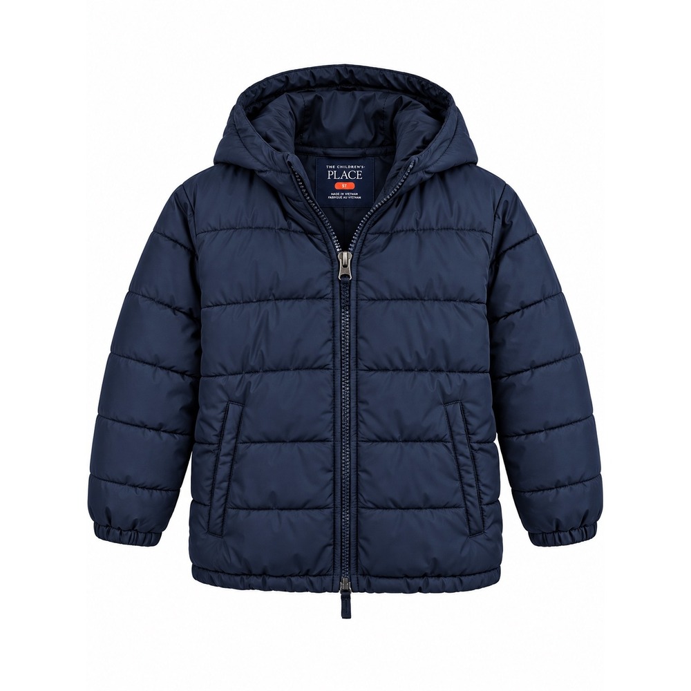 The Children's Place Boys Navy Blue Hooded Puffer Jacket Size 5T Quilted Coat